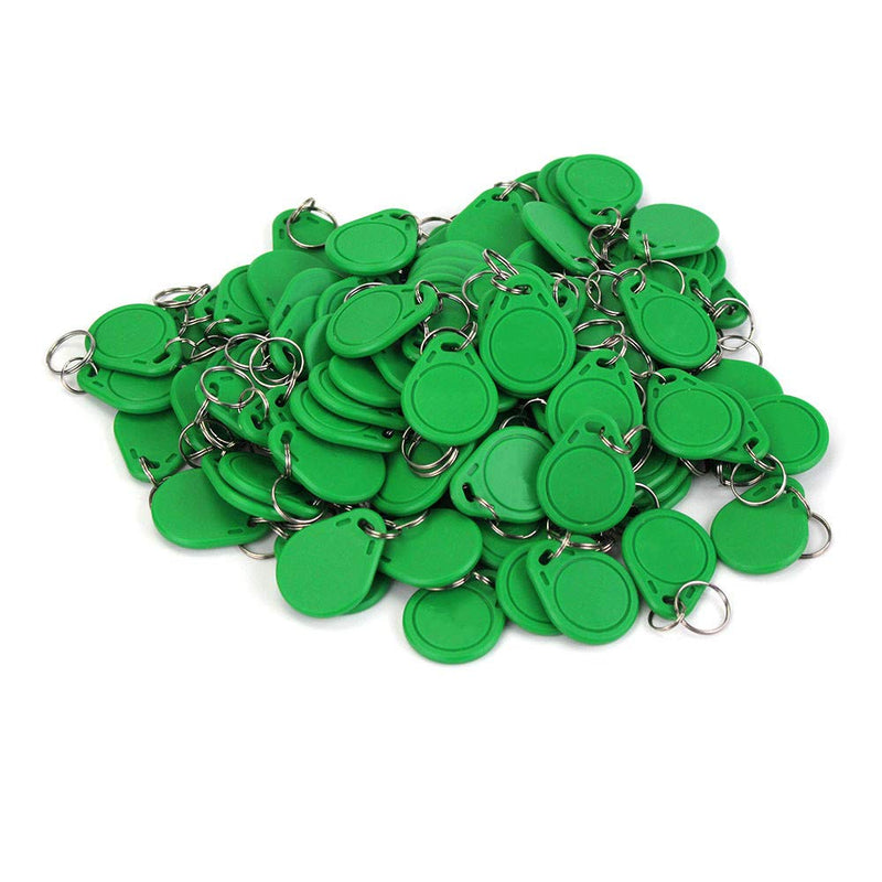(Pack of 100) Waterproof ABS 13.56MHz ISO14443A MF Classic 1K NFC RFID Token,RFID Keyfob,RFID Tag (Green)