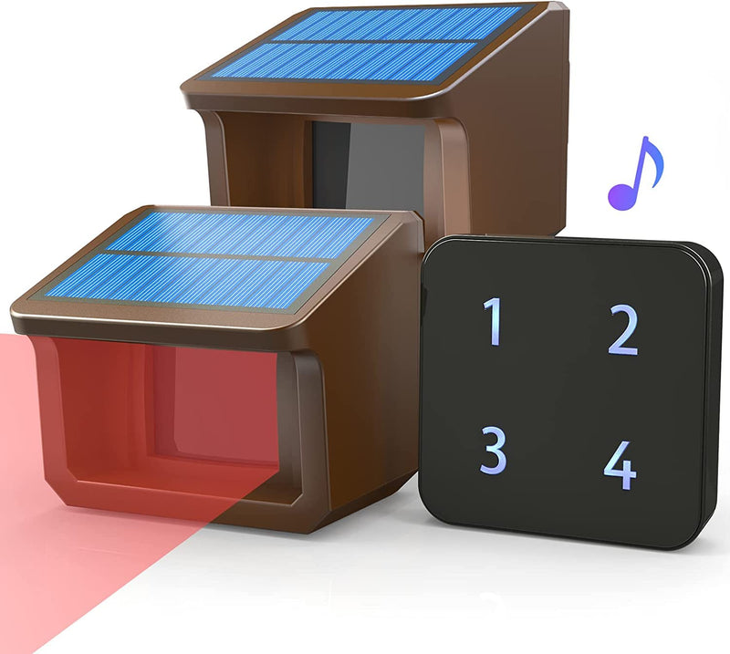 Driveway Alarm- HTZSAFE 1/2Mile Solar Driveway Alarm System- Up to 70FT Wide Sensor Range- Fully Weatherproof Outdoor Motion Sensor&Detector DIY Security Alert System-1 Receiver and 2 Sensors KIT 1 Receiver+ 2 Sensors