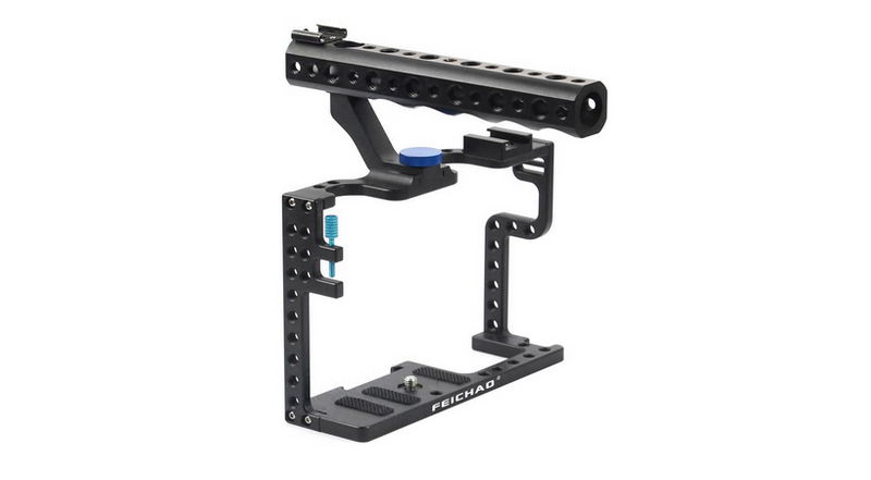 1/4" Threaded Hole Camera Cage Kit Free Angle with Top Handle Hot/Cold Shoe Mount Compatible with Panasonic Lumix GH5 GH5S DSLR Camera
