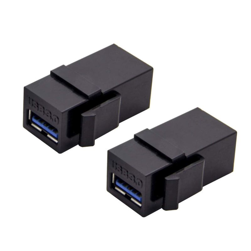 AYECEHI USB 3.0 Keystone Jack Inserts (3 Pack) Female to Female Adapters Coupler Insert Snap-in Connector Socket Adapter Port for Wall Plate Outlet Panel - Black