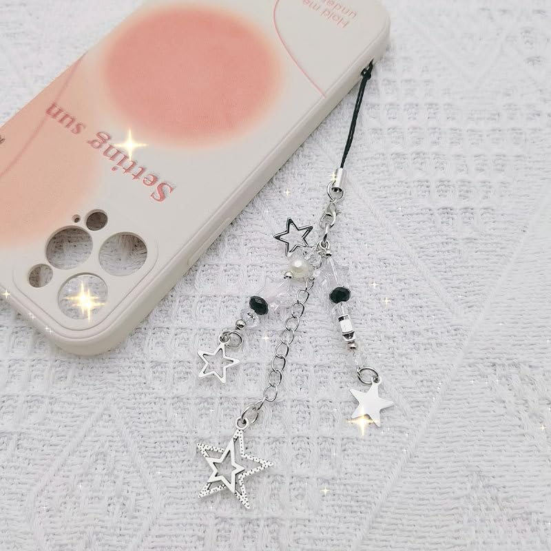 1-3 PCS Cute Y2K Phone Charm Aesthetic Accessories Bear Strawberry Butterfly Heart Lanyard String for Bag Purse Backpack Wallet Airpods Pendants Decor Style 5- Star