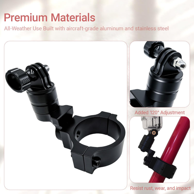 [AUSTRALIA] - UTV ATV 360° Rotation Camera Mount,Fits 1'' 1.5'' 1.75'' 2'' Tube Roll Bar,Compatible with DJL Insta360 Gopro Hero etc 