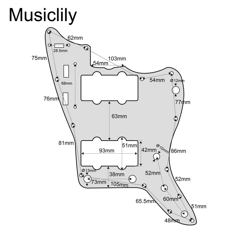 Musiclily Pro 13-Hole Guitar Pickguard for USA Vintage 60s Jazzmaster and SQ Classic Vibe, 4Ply Aged White Pearl