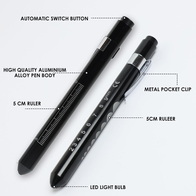 EuAcesry Pupil Light Medicine, Diagnostic Light, Reusable LED Pen Lamp with Pocket Clip, Nurse Emergency Service Accessories, LED Pen Lamp for Nurses Students Doctors Pack of 2
