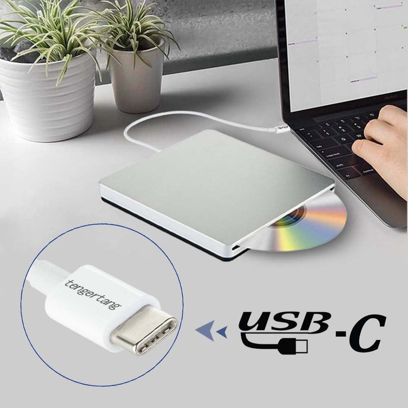 [AUSTRALIA] - Portable USB‑C External CD/DVD Drive ‑ USB‑A Converter Included | Plug & Play for MacBook Pro/Air, Windows & Linux | CD/DVD Reader, Writer, Player & Burner 
