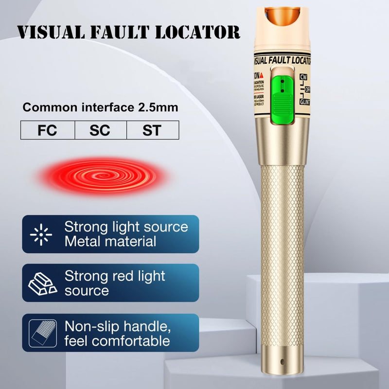 Visual Fault Locator,30-50KM Fiber Optic Cable Tester Meter VFL Red Light Pen Light Source Testers 30-50KM VFL