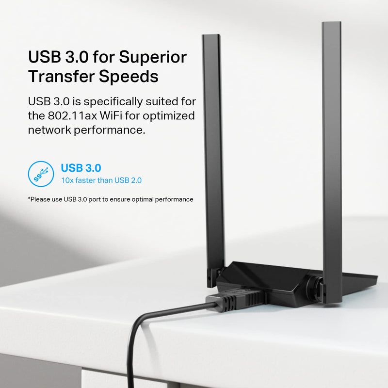 TP-Link USB WiFi 6 Adapter for Desktop PC,AX1800 Dual Band PC WiFi Antenna | USB Wireless Network Adapter with 2.4/5GHz, High Gain 5dBi Antenna, WPA3, MU-MIMO Supports Windows 11/10 (Archer TX20U Plus) AX1800