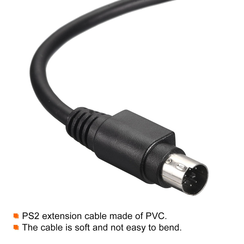 [AUSTRALIA] - MECCANIXITY PS/2 Mouse and Keyboard Extension Cable 6 Pin 3.28 Feet Male to Male for PC Black 