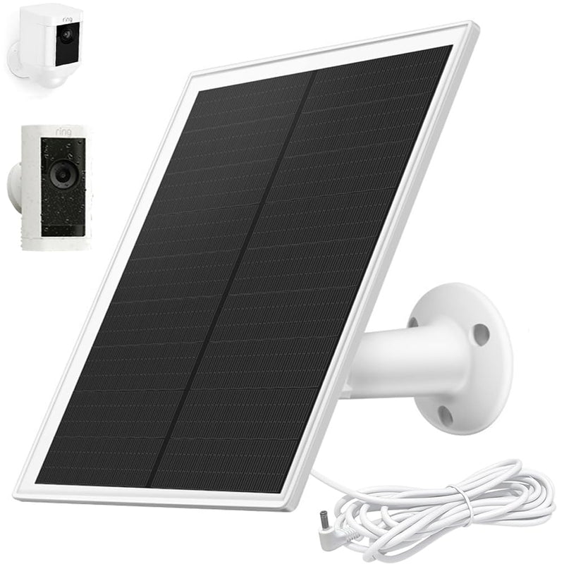 Solar Panel for Ring Camera,6W Solar Charger Compatible with Ring Stick Up Cam Battery and Ring Spotlight Cam Battery Battery,Output 6W/5V, DC3.5mm Plug, Not for Spotlight Plus/Pro (White) White