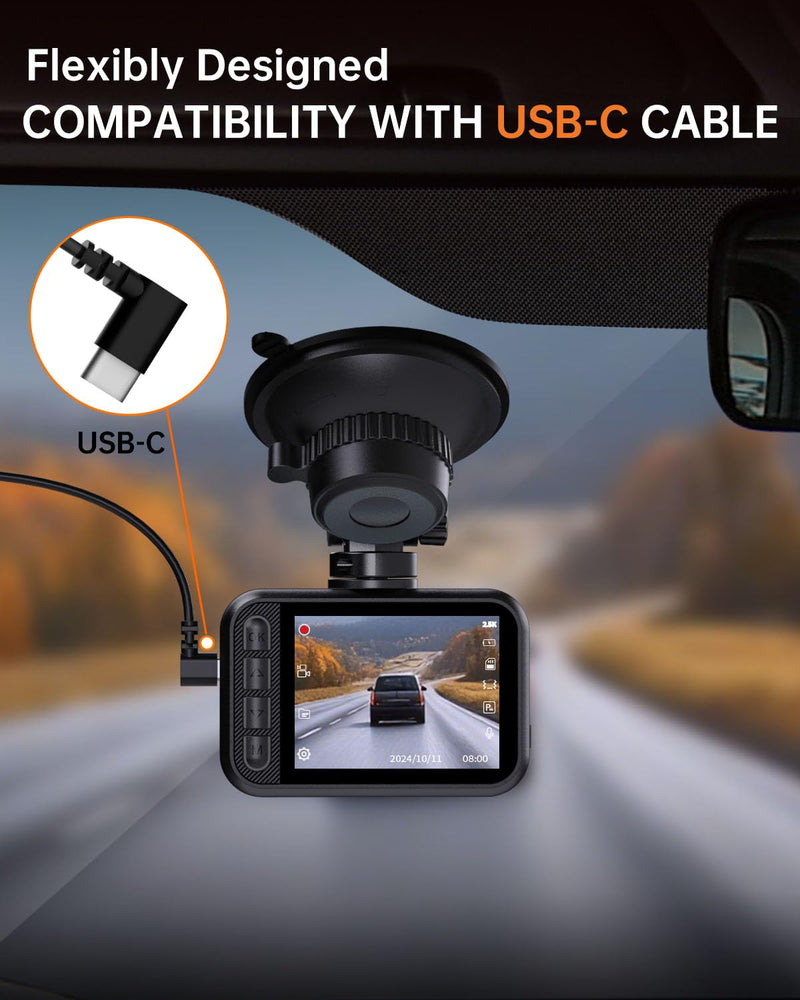[AUSTRALIA] - Dual Dash Cam Front and Rear — 2.5K HDR Night Vision Car Camera with G-Sensor & 24H Parking Monitor, Compact Plug & Play Dash Cam with Super Capacitor, 32GB Card Included, Supports 256GB Max 
