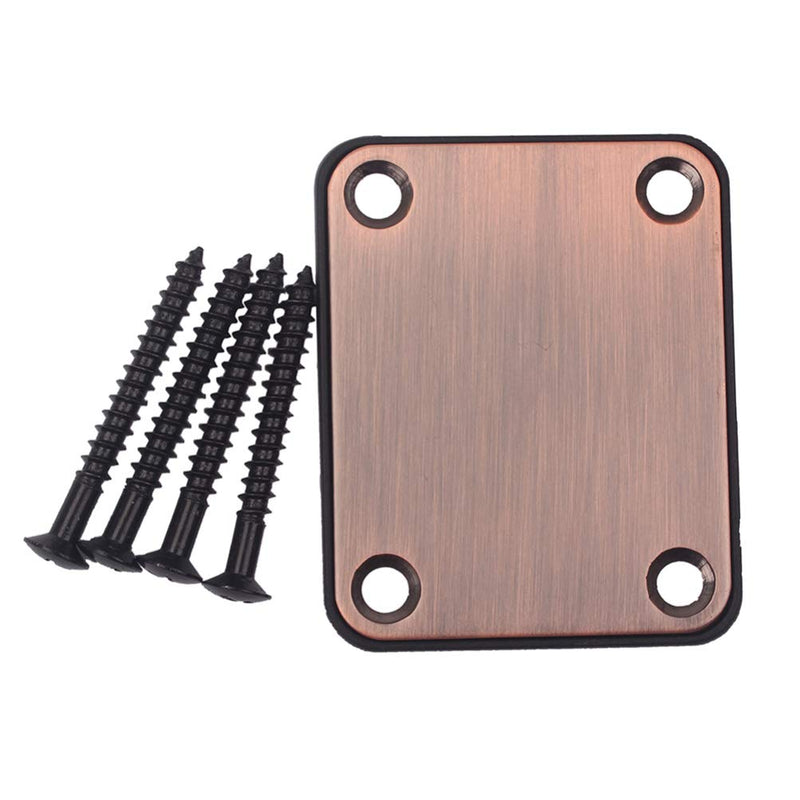 2pcs Electric Guitar Neck Plates with 4pcs Screws for Tele Guitar Jazz Bass Replacement Parts Accessories (Bronze) Bronze