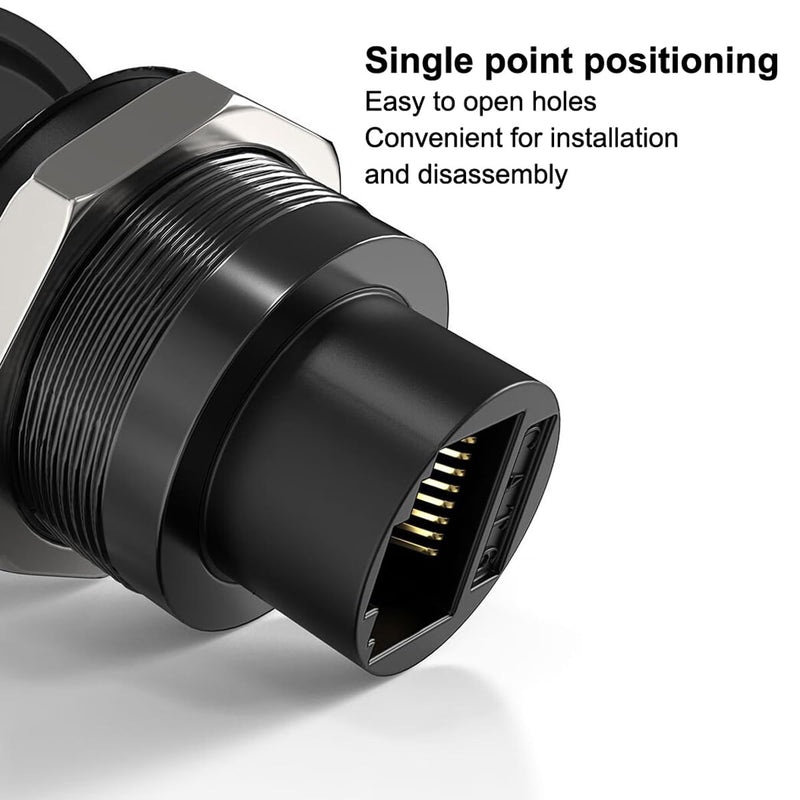 Greluma 1 Piece Panel Mounting RJ45 Cat5/5e/6 8P8C Coupler, Ethernet LAN RJ45 Female to Female Coupling Plug Adapter with Waterproof Dust Cap
