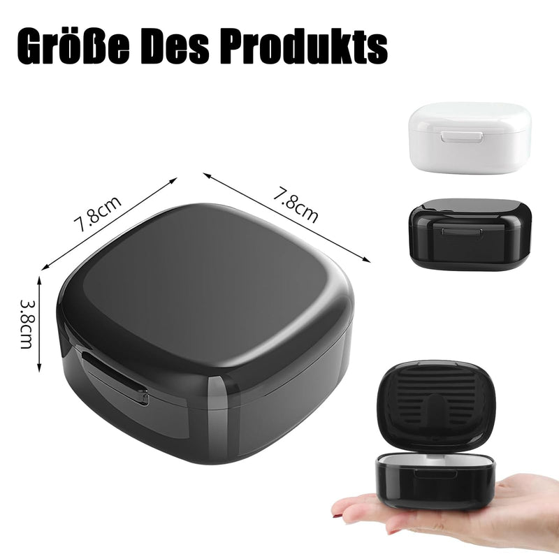[AUSTRALIA] - Pack of 2 Denture Box, Portable Denture Box, Denture Box with Hanging, Portable for Storage and Cleaning Dummies and Braces (Black, White) 