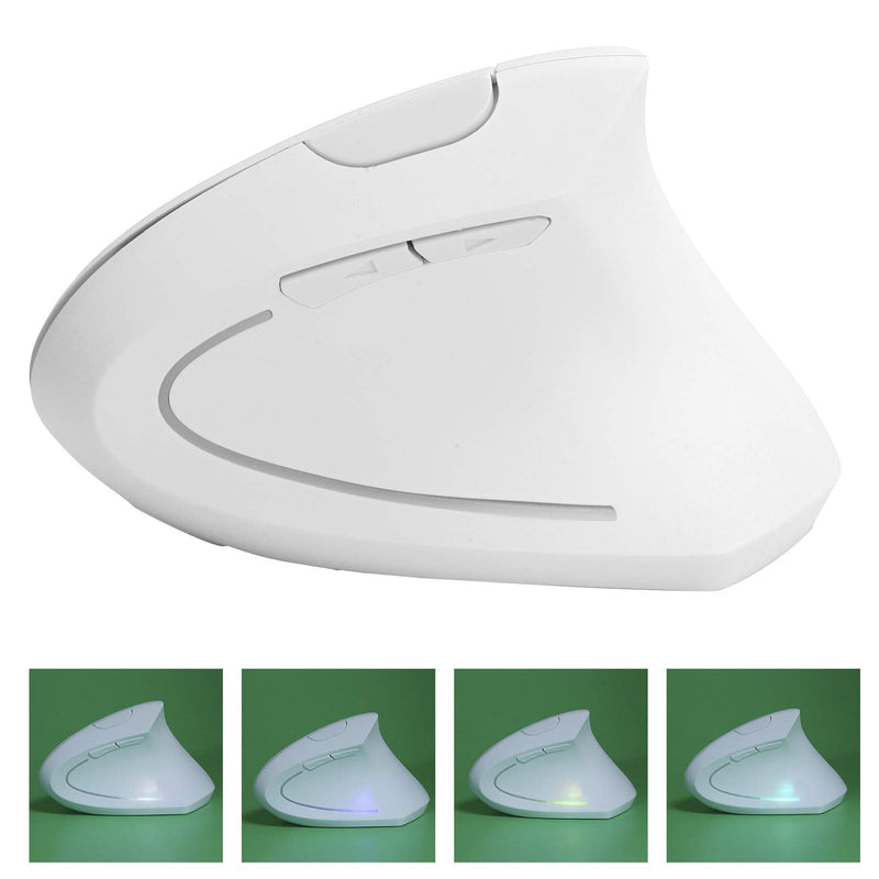 Ergonomic Vertical Mouse, 2.4G Wireless Optical Game Mouse, RGB Backlight, Adjustable 4-Level 2400DPI, 6 Button for PC/ Laptop Desktop(White)