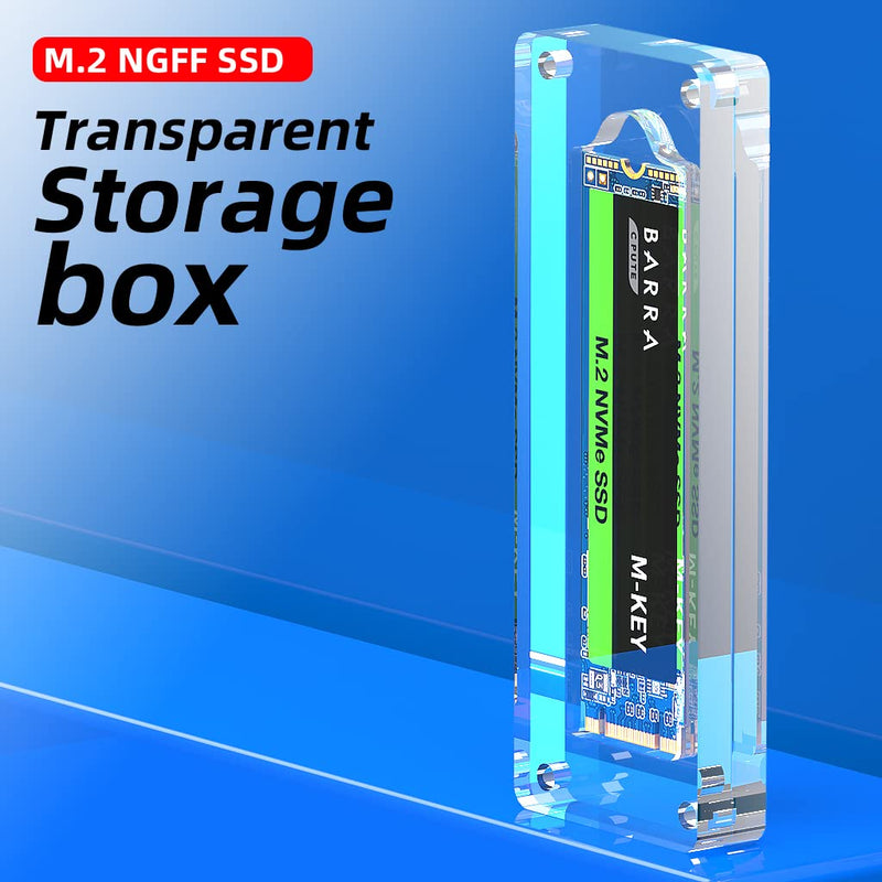 AODUKE M.2 SSD Case Enclosure for M.2 2230/2242/2260/2280MM SSD Hard Drive Protection Box Storage Box Drive,Transparent Magnetic Closure NGFF/NVME Manager(Without SSD)-01M2 1 slot acrylic-M.2