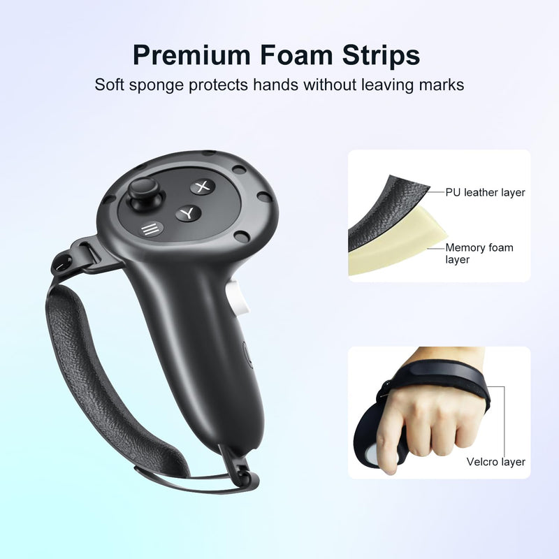 Head Strap for Meta Quest 3, Lightweight and Comfortable Cushion VR Headset Strap Hand Grips, Adjustable Elite Head Strap and Controller Grips Replacement Balanced Fit for Oculus Quest 3 Head Strap for Meta Quest 3