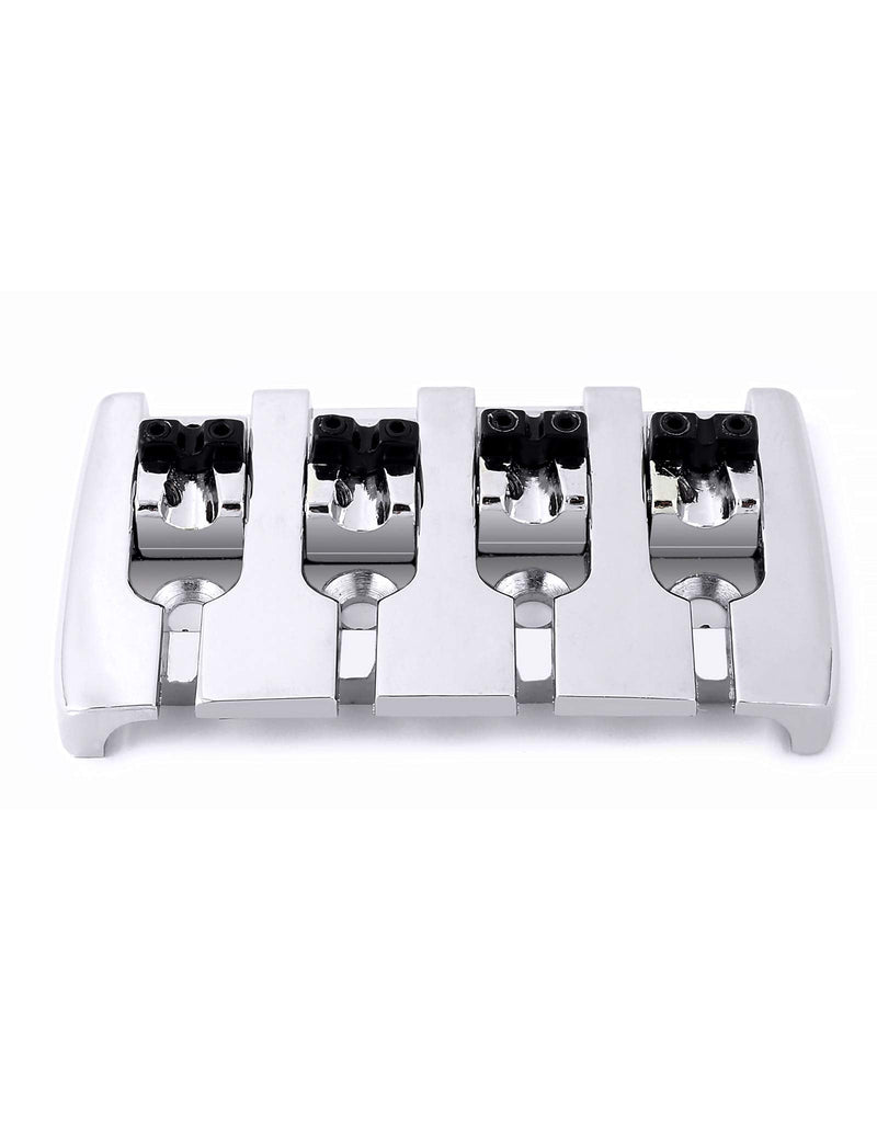 4 string Bass Bridge Adjustable Saddles Tailpiece Top Load with Screws for Electric Jazz Bass P Bass Parts Chrome.
