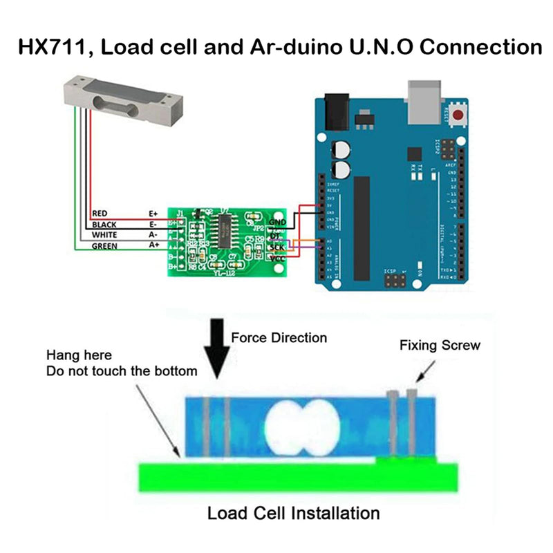 Geekstory 2 kg Digital Load Cell Weight Sensor + HX711 AD Weighing Sensor Module High Precision for Arduino DIY Electronic Portable Kitchen Scale (2 Sets)