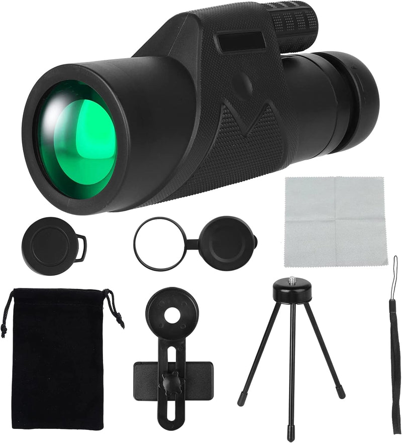 VIVREAL Monocular Telescope - 12X42 High Power Monocular for Bird Watching, IPX7 Waterproof HD Monocular with Tripod Made by Hyper FMC BAK4 Prism & Eco-Friendly Materials Black