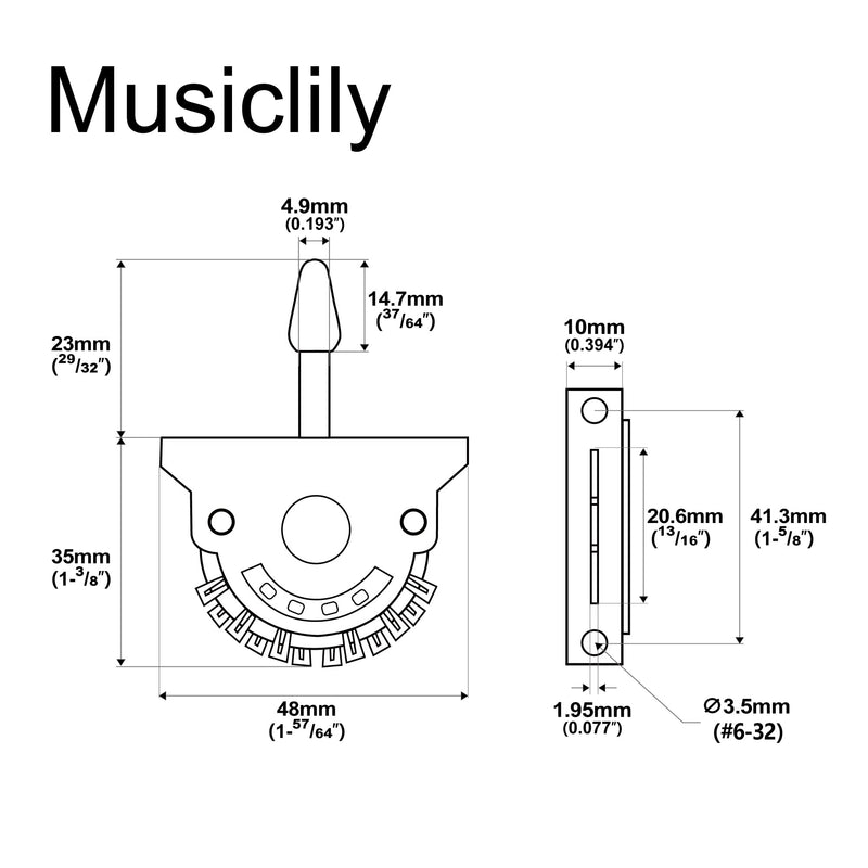 Musiclily Pro 4-Pole 3-Way Pickup Selector Blade Switch Lever Switch for Strat Tele Style Electric Guitar 3-way 4-pole