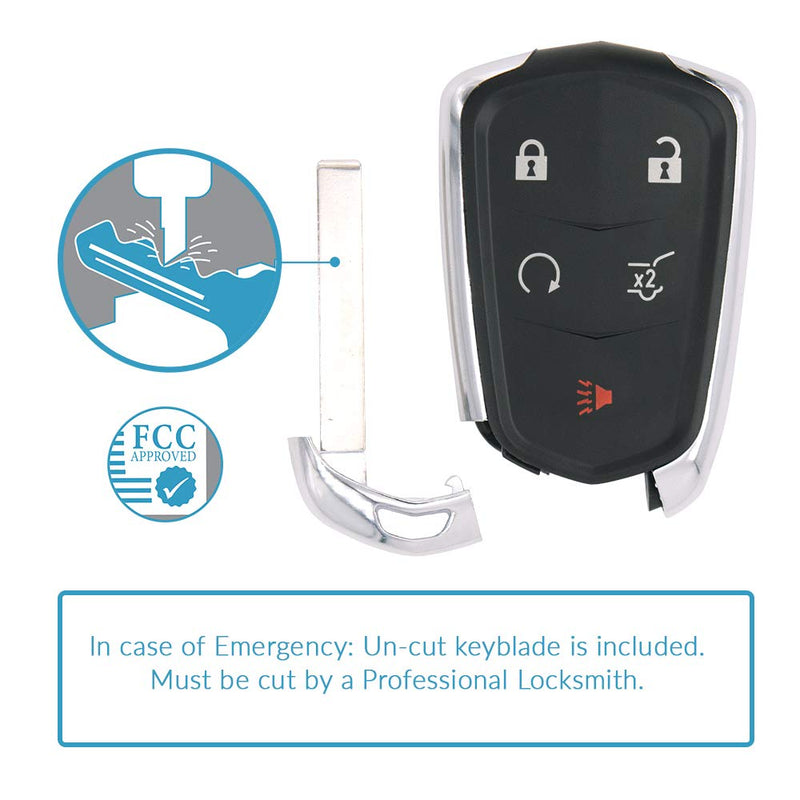 Keyless2Go Replacement for 5 Button Proximity Smart Key Cadillac SRX HYQ2AB 13580800
