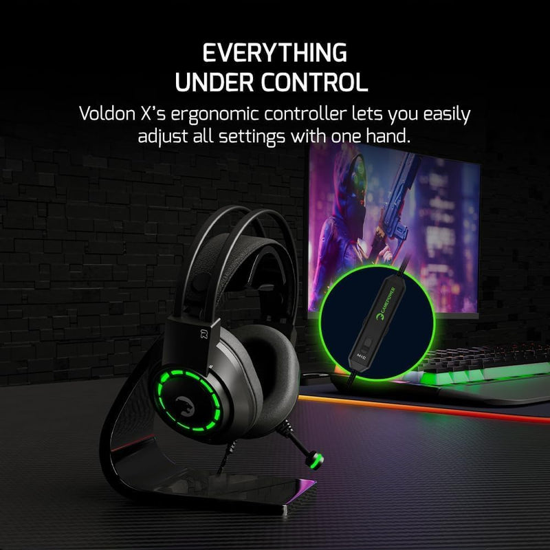 GAMEPOWER Voldon X 3.5mm Jack Gaming Headset - Wired Headphones with 50MM Drivers, Comfort Design, Noise Cancelling Mic, PS4, PS5, for Xbox, Black VOLDONX