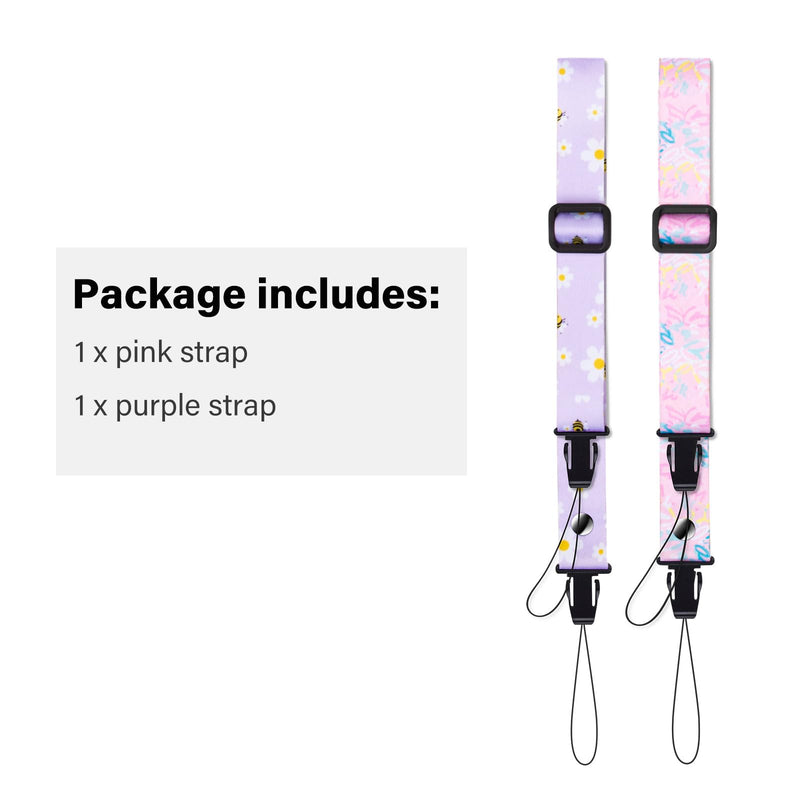 Camera Strap for Kids[2 Pack],Kids Camera Lanyard Neck Strap,iPad Strap for Kids,Children Camera Strap for Fujifilm mini Camera Pink+purple