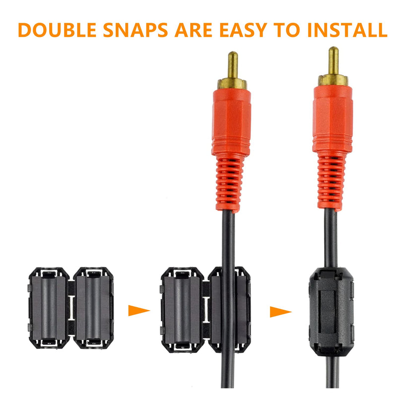5 Values 28 Pcs Black Clip-on Ferrite Ring Core RFI EMI Noise Suppressor Cable Clip for 3.5mm 5mm 7mm 9mm 13mm Diameter Cable HR- CORE-28P