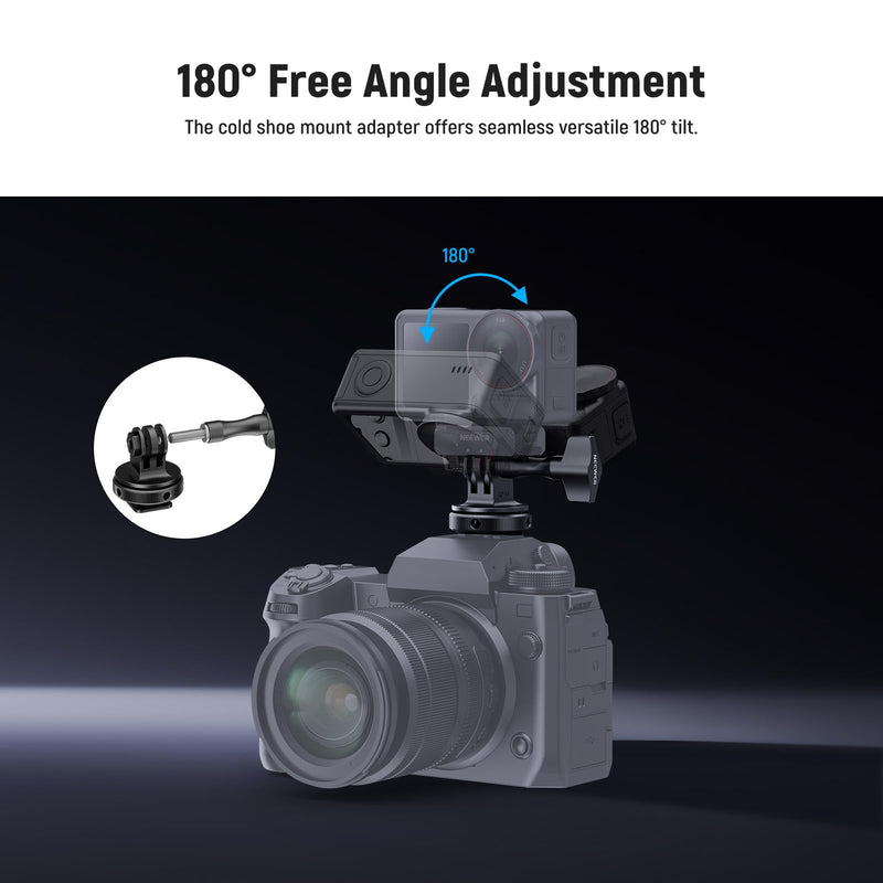 [AUSTRALIA] - NEEWER Action Camera Cold Shoe Mount Adapter Compatible with GoPro Accessories Go Pro DJI Insta360 AKASO, Metal 1/4" Thread Hot Shoe Mount for Mini Tripod Selfie Stick, 180° Tilt, GP-63 