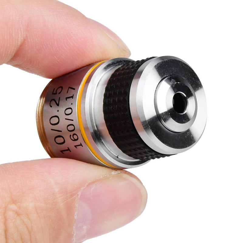 Generic 10X Achromatic Objective Lens 160 0.17 Biological Microscope Lens with Aluminum Alloy Shell for Enhanced Contrast Clear Image