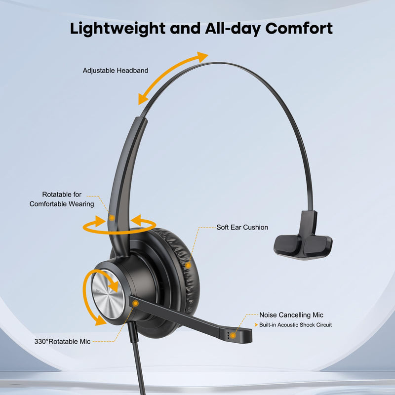 [AUSTRALIA] - MKJ Cisco Phone Headset Corded RJ9 Telephone Headset with Noise Cancelling Microphone for Cisco CP-7821 7841 7942G 7931G 7940 7941G 7945G 7960 7961G 7962G 7965G 7975G 8811 8841 8861 9951 9971 