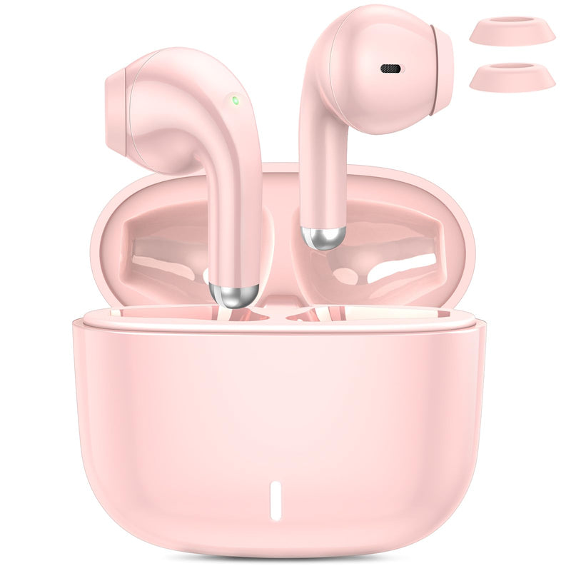 ACAGET Pink Wireless Headphones for iPhone 15 Pro Max 14 13 12 11 & Pocket Size Lightweight Bluetooth 5.3 Wireless Headphone with HD Mic Noise Canceling Android Earphones for Sumsung Galaxy Google