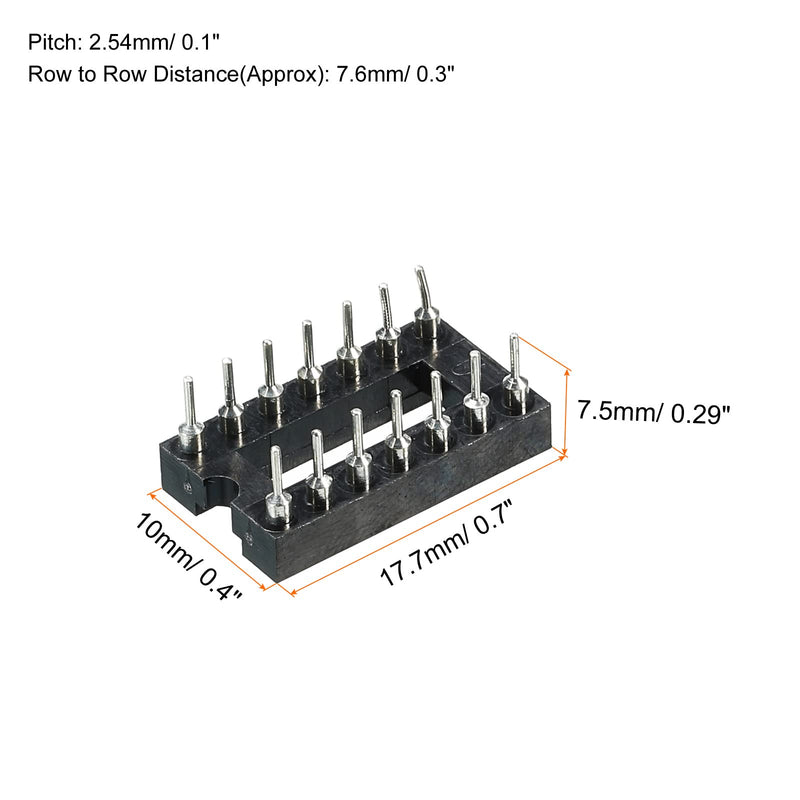 sourcing map DIP IC Chip Socket Adapter Flat Pin 14P 2.54mm Pitch IC Socket for PCB Board Chip 10 Pack