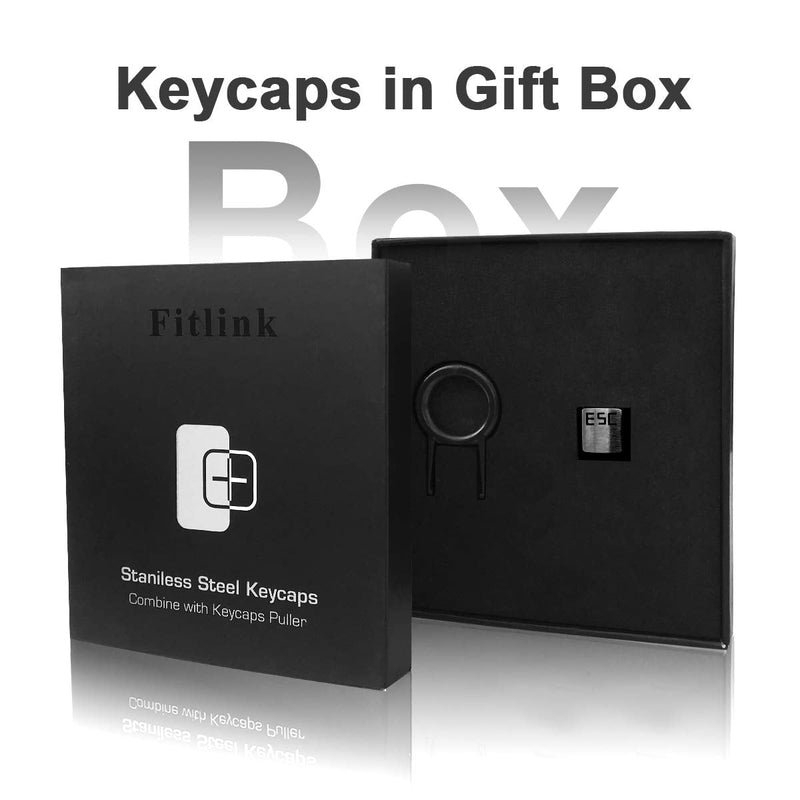 Fitlink Stainless Steel Metal Keycaps with Key Puller for Mechanical Keyboard Cherry Mx Switch(Esc) (Black) Black