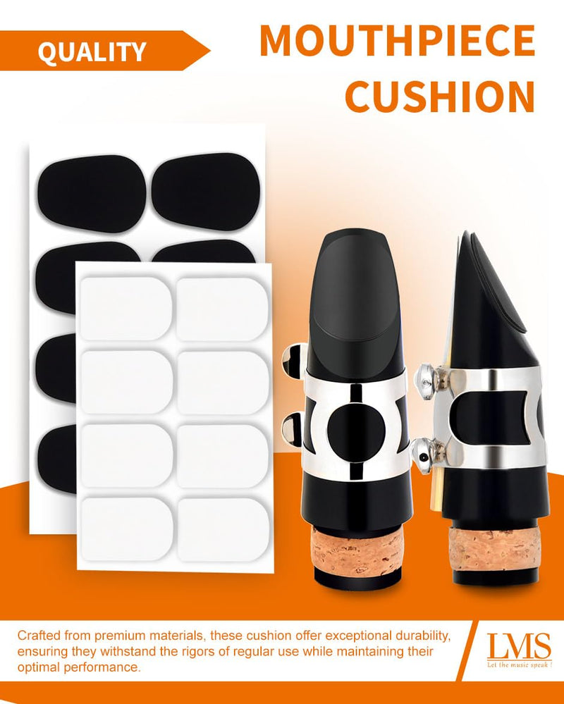 LMS Bb Clarinet Mouthpiece Kit with Case, Clarinet Mouthpiece Accessories Set for Beginners, Clarinet Mouthpiece Metal Ligature 2.5 Reeds Cushions Pads Cap Brush EVA Storage Case