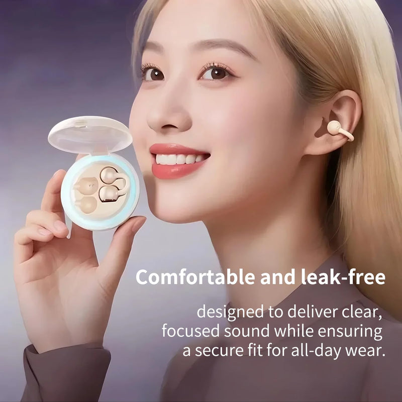 Upgraded Open Ear Earbuds Clip-On Earbuds Comfortable fit & Crystal-Clear Sound, 80H Playtime Bluetooth 5.4 Wireless Headphones for Women Ideal for SmallEars,Sports,Workouts,（Champagne Gold） Champagne Gold