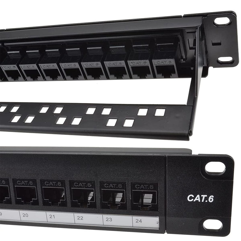 Network Patch Panel, 24 Port 1U Rack Mountable Cat6 Patch Panel Pro Rj45 110 Network Patch Panel, Cable Distinction, No Rust and Durable (Cat5 Rj45 Straight)