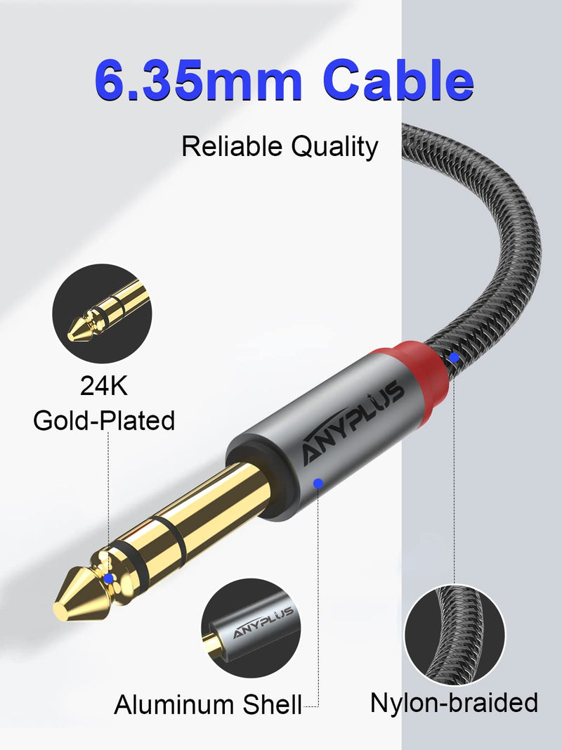 Instrument Cable,【6.6ft/ 2m-2pack】 6.35mm Male to Male 1/4 inch to 1/4 inch Audio Cable, Fish Wire Braided TRS Cable, for Guitar Cable, Bass, Keyboard, Mixer, Amplifier, Equalizer, Speaker. 6.6Ft/2M-2Pack