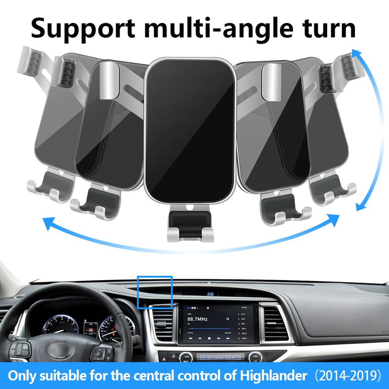 Car Phone Holder for Toyota Highlander 2014 2015 2016 2017 2018 2019 and Toyota Highlander Hybrid 2014-2019 Auto Accessories Best Cell Phones Mount Cellphone Mobile Cradle Charging GPS Stand for Toyota Highlander 2014-2019