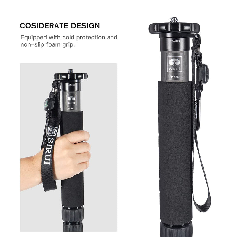 SIRUI Camera Monopod P-326 6 Section Carbon Fiber Compact Lightweight Travel Monopod