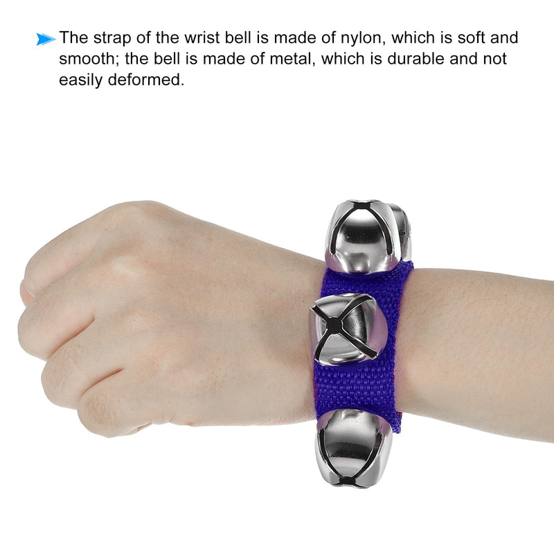 [AUSTRALIA] - PATIKIL 12pcs Wrist Bells, Jingle Bells Ankle Bells Wrist Bells Bracelet Percussion Instruments Musical Rhythm Band 4 Silver Bells for Party Christmas, Dark Navy Blue 