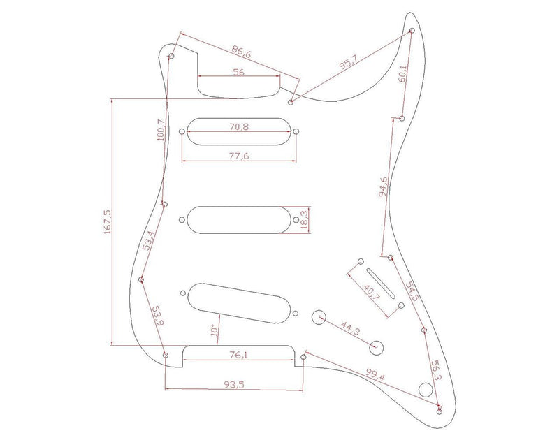 [AUSTRALIA] - KAISH 11 Hole ST/Strat Style Pickguard SSS Pick Guard with ST Back Plate Tremolo Trem Cover for USA/Mexico Stratocaster/Strat Red Pearl 
