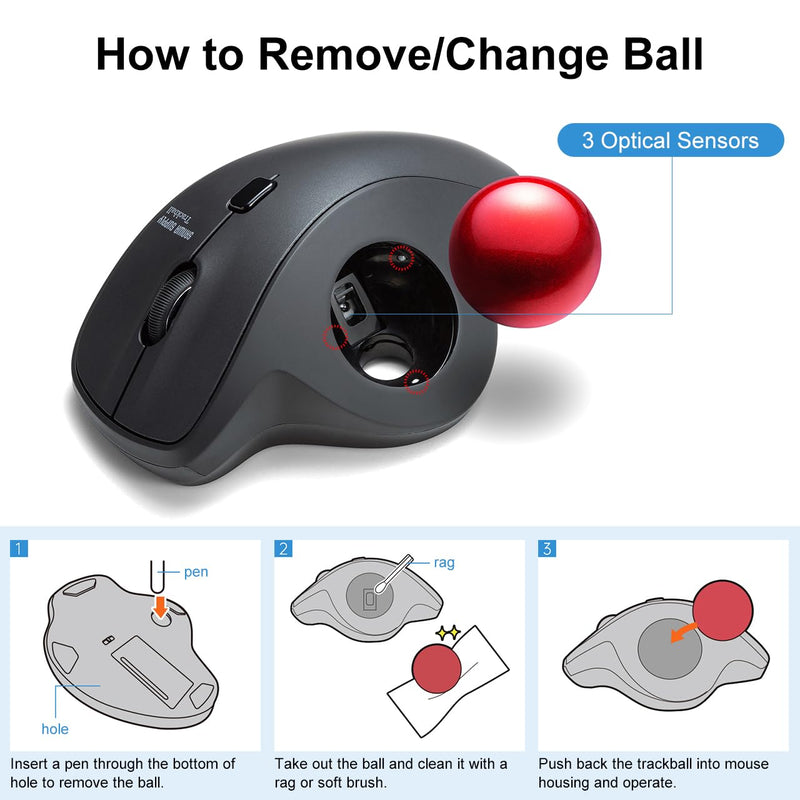 SANWA 2PCS 40mm/1.57in Trackball Replacement Ball for GMAWTB40, GMABTTB41, GMATB39, Kensington Orbit Fusion, and Other Compatible Trackball Mice, Glossy Red + Black