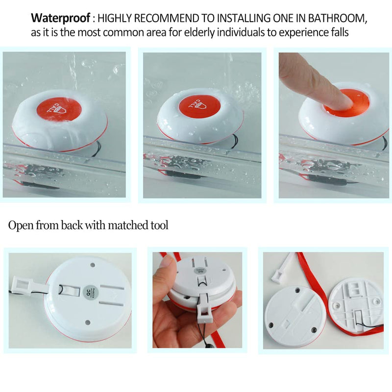 Topvico WiFi Caregiver Pager Call Button for Elderly, Senior Fall Alert Devices, Wireless Nurse Help SOS Panic Bracelet , Tuya Smart APP, Remote Patients Call System for Home, 5 Levels Volume 1 Button A + 1 Watch + 1 Receiver