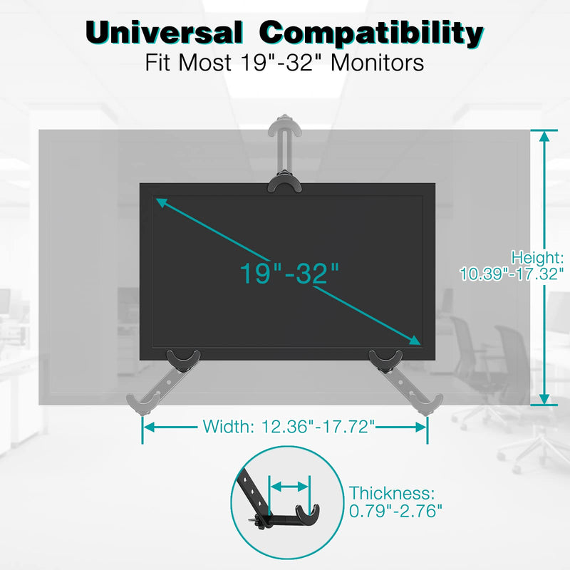 MOUNT PRO Single Monitor Wall Mount for 13 to 32 Inch Computer Screens and Universal Non-VESA Monitor Mount Adapter