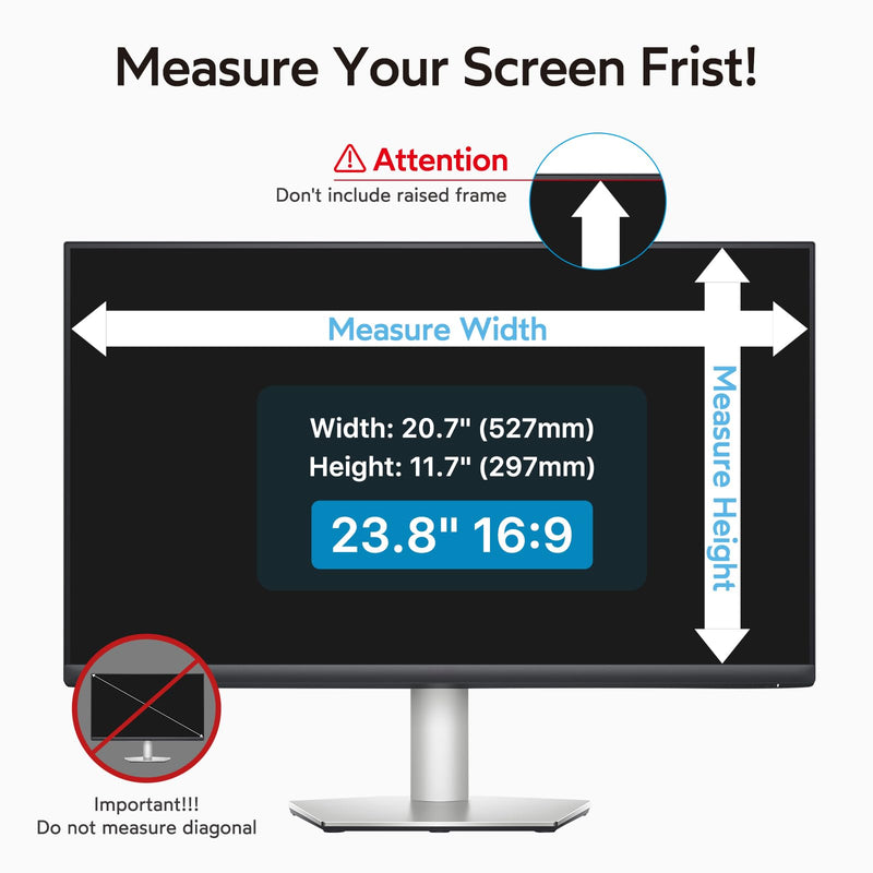 MOBDIK 23.8 Inch Computer Privacy Screen Filter for 16:9 Aspect Ratio | 2 Pack Removable Computer Monitor Privacy Screen Shield, Anti-Spy, Anti-Glare Blue Light Filter, Anti-Scratch 23.8"(16:9)
