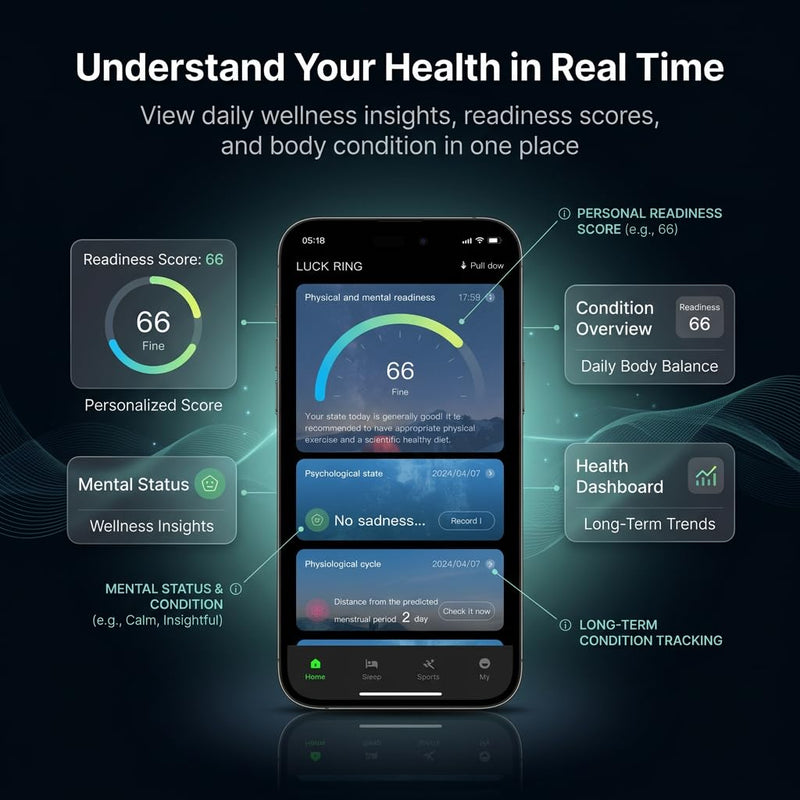 Smart Ring for Women & Men, Health Fitness Tracker Ring with Heart Rate, Sleep Monitor, Activity Tracking, Waterproof IP68, No Subscription, Portable Charging Case, Compatible with iOS & Android Gold 7