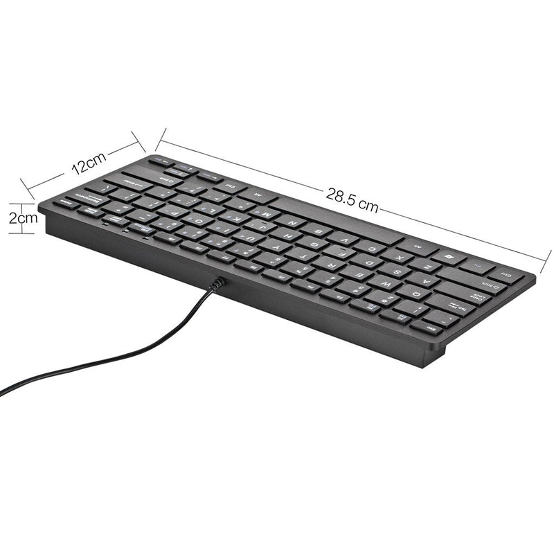 iKKEGOL USB Mini Slim Wired 78 Key Small Super Thin Compact Keyboard for Desktop Laptop PC Win 7 Mac (Black) Black