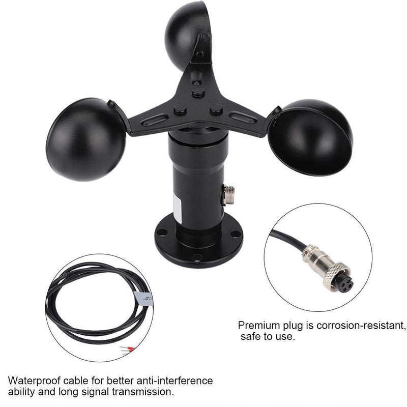 MAGT Wind Speed Sensor, Pulse Signal Output Aluminium Alloy Wind Speed Meter Practical Wind Gauge Anemometer 3 Cups
