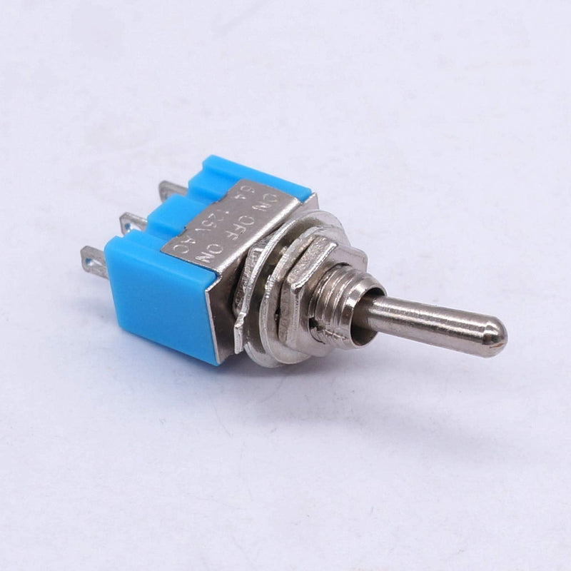 [AUSTRALIA] - Taiss / 10 pieces blue mini toggle switch on/off 3 position SPDT 3 pin MTS-103 3pin ON / OFF / ON 